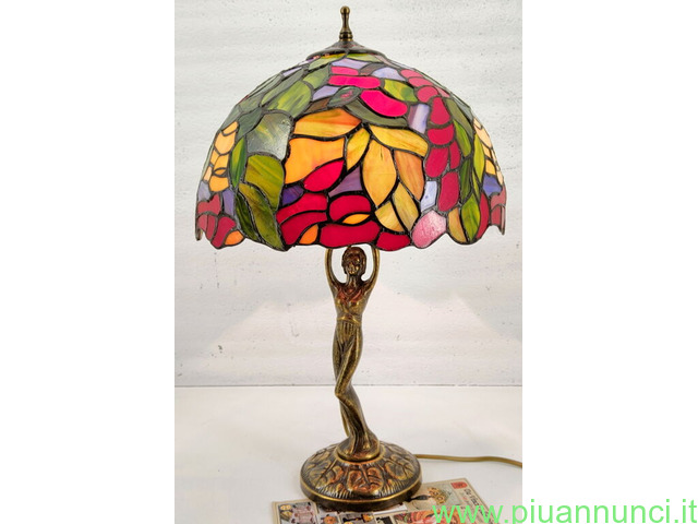Lampada Tiffany Originale Liberty Mosaico di Vetro - 1