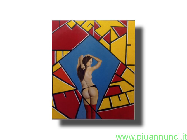 Quadro nudo femminile astratto geometrico dipinto - 1