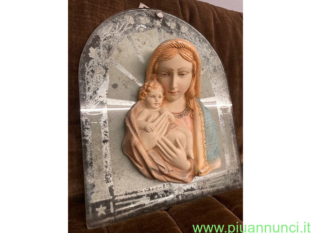 Madonna ceramica anni 40 Toscana base in vetro - 1