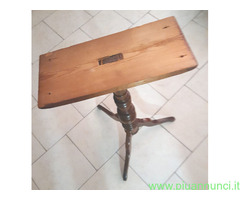 Tavolino legno antico '800 dama scacchi a 3 gambe