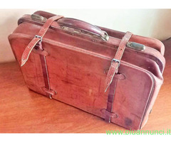 Valigia d'antan-vintage in cuoio semirigida , per