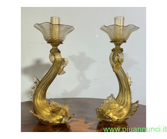 Coppia di candelabri /Candelieri vetro Murano