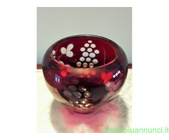 Antico Vaso in cristallo di Boemia rosso rubino mo