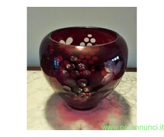 Antico Vaso in cristallo di Boemia rosso rubino mo