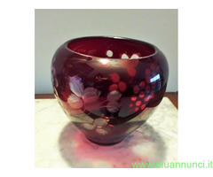 Antico Vaso in cristallo di Boemia rosso rubino mo
