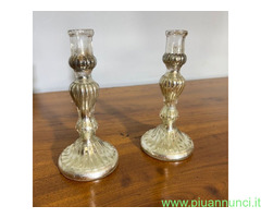 Coppia di antichi Candelieri –Candelabri Vetro