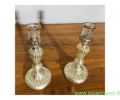 Coppia di antichi Candelieri –Candelabri Vetro
