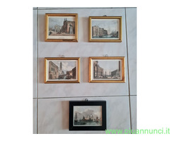 Serie piccole stampe d'epoca Venezia vedute archi