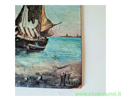 Antico dipinto olio su tavola 11.5.1889 firmato M
