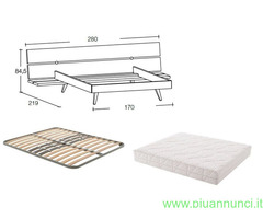 Letto matrimoniale plana in abete con comodini